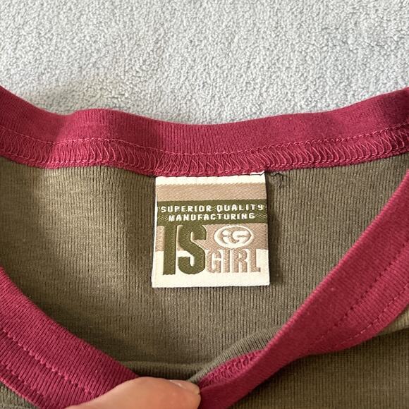 Y2s 2000s Deadstock Interstate Jeans Shirt Top Girls Youth large Classic Green - Picture 6 of 12